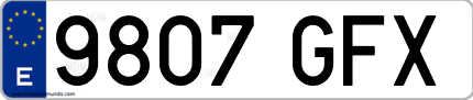 Ejemplo de matrícula de coche ordinaria 9807 GFX