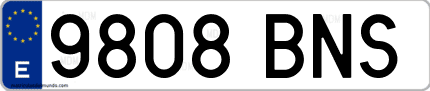 Ejemplo de matrícula de coche ordinaria 9808 BNS