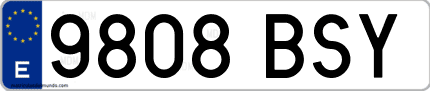 Ejemplo de matrícula de coche ordinaria 9808 BSY