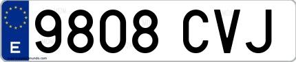 Ejemplo de matrícula de coche ordinaria 9808 CVJ