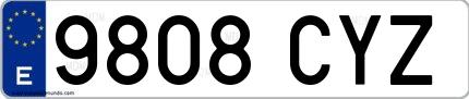 Ejemplo de matrícula española 9808 CYZ