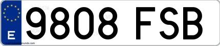 Ejemplo de matrícula española 9808 FSB