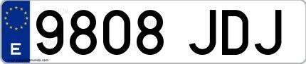 Ejemplo de matrícula española 9808 JDJ