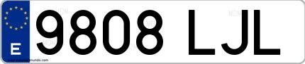 Ejemplo de matrícula española 9808 LJL