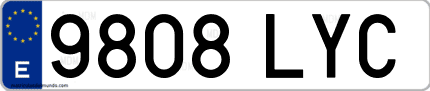 Ejemplo de matrícula de coche ordinaria 9808 LYC