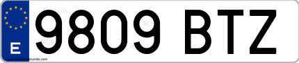 Ejemplo de matrícula de coche ordinaria 9809 BTZ