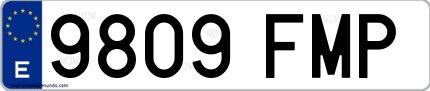 Ejemplo de matrícula española 9809 FMP