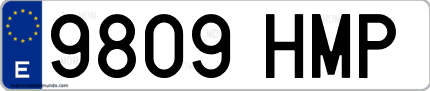 Ejemplo de matrícula de coche ordinaria 9809 HMP