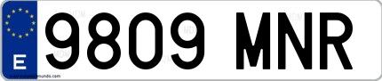 Ejemplo de matrícula española 9809 MNR