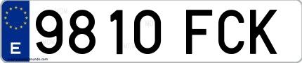 Ejemplo de matrícula española 9810 FCK