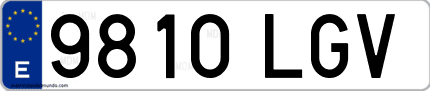 Ejemplo de matrícula de coche ordinaria 9810 LGV