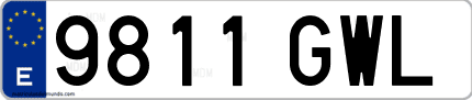 Ejemplo de matrícula de coche ordinaria 9811 GWL