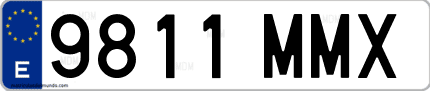 Ejemplo de matrícula de coche ordinaria 9811 MMX