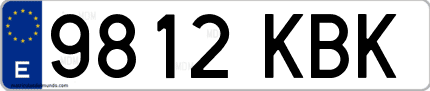 Ejemplo de matrícula de coche ordinaria 9812 KBK