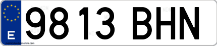 Ejemplo de matrícula de coche ordinaria 9813 BHN