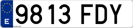 Ejemplo de matrícula de coche ordinaria 9813 FDY