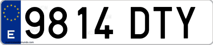 Ejemplo de matrícula de coche ordinaria 9814 DTY