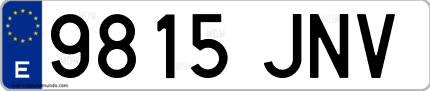 Ejemplo de matrícula de coche ordinaria 9815 JNV