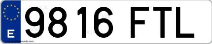 Ejemplo de matrícula española 9816 FTL