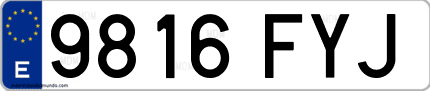 Ejemplo de matrícula de coche ordinaria 9816 FYJ