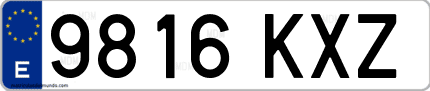 Ejemplo de matrícula de coche ordinaria 9816 KXZ