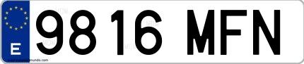 Ejemplo de matrícula española 9816 MFN
