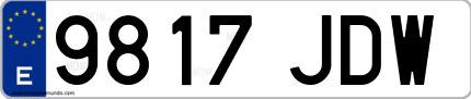 Ejemplo de matrícula de coche ordinaria 9817 JDW