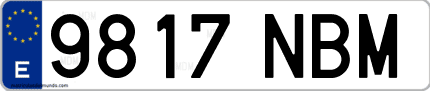 Ejemplo de matrícula de coche ordinaria 9817 NBM