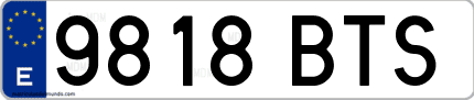 Ejemplo de matrícula de coche ordinaria 9818 BTS