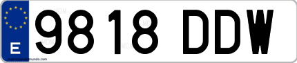 Ejemplo de matrícula de coche ordinaria 9818 DDW