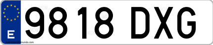Ejemplo de matrícula de coche ordinaria 9818 DXG