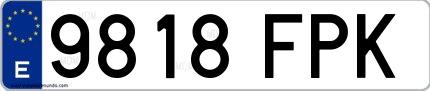 Ejemplo de matrícula española 9818 FPK