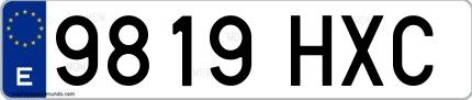 Ejemplo de matrícula española 9819 HXC