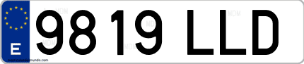 Ejemplo de matrícula de coche ordinaria 9819 LLD