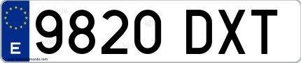 Ejemplo de matrícula española 9820 DXT