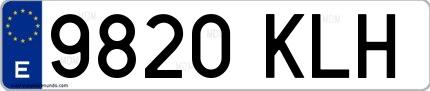 Ejemplo de matrícula española 9820 KLH