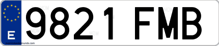 Ejemplo de matrícula de coche ordinaria 9821 FMB
