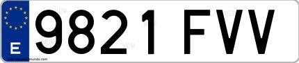 Ejemplo de matrícula española 9821 FVV