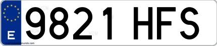 Ejemplo de matrícula española 9821 HFS