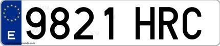 Ejemplo de matrícula española 9821 HRC