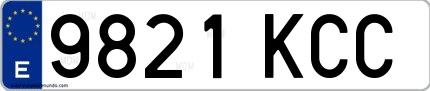 Ejemplo de matrícula española 9821 KCC