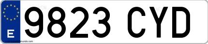 Ejemplo de matrícula española 9823 CYD