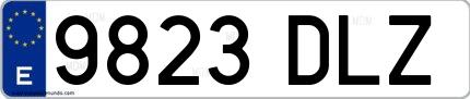 Ejemplo de matrícula española 9823 DLZ