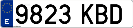 Ejemplo de matrícula de coche ordinaria 9823 KBD