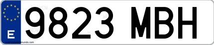 Ejemplo de matrícula española 9823 MBH