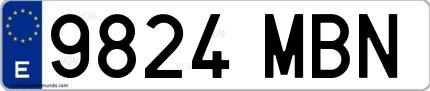 Ejemplo de matrícula española 9824 MBN