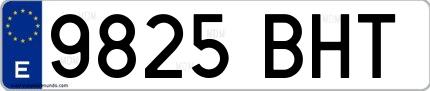 Ejemplo de matrícula de coche ordinaria 9825 BHT