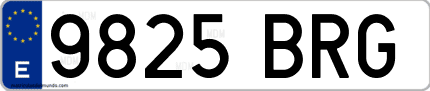 Ejemplo de matrícula de coche ordinaria 9825 BRG