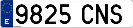 Ejemplo de matrícula española 9825 CNS
