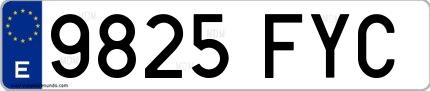 Ejemplo de matrícula española 9825 FYC